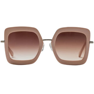 Rose acetate oversized sunglasses with silver arms and highlights. The sunglasses have a square full frame design and are displayed against a plain background.
