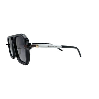 black sunglasses with white arms