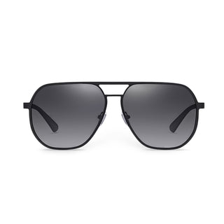 Black aviator sunglasses with gradient lenses on a white background