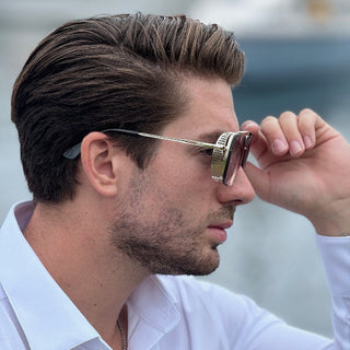 man wearing aviator with side mesh