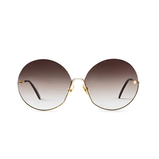 Round sunglasses with gradient lenses on a white background