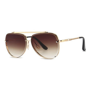 MORRISON Gafas de sol estilo aviador UV400 de metal dorado ámbar