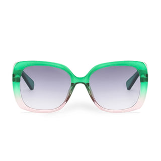 Green sunglasses with gradient lenses on a white background
