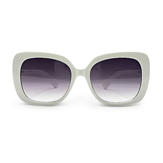 White sunglasses with gradient lenses on a white background
