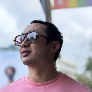 man with tortoiseshell sunglasses