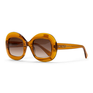amber Brown sunglasses with a gradient lens on a white background