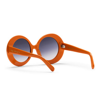Orange sunglasses with a white background