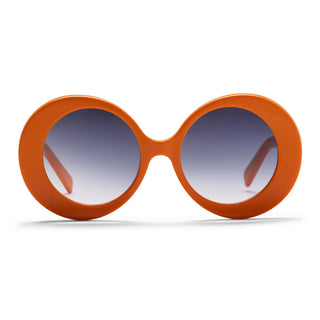 Orange sunglasses with a white background