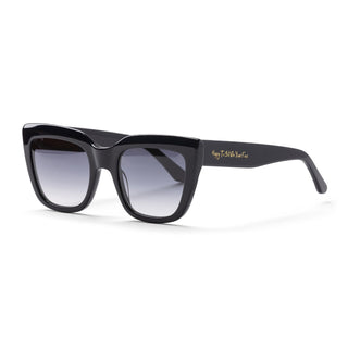 dark blue sunglasses with gradient lenses on a white background