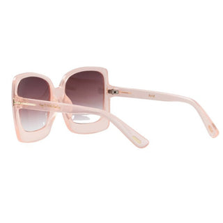 Pink sunglasses with gradient lenses on a white background