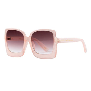 Pink sunglasses with a gradient lens on a white background