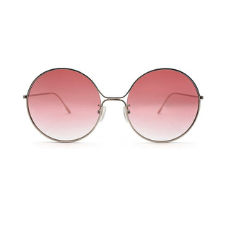 Round sunglasses with pink gradient lenses on a white background
