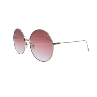 Round sunglasses with pink gradient lenses on a white background