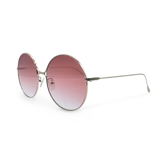 Round sunglasses with pink gradient lenses on a white background