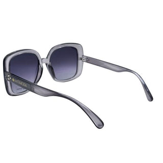 Sunglasses with gray frame and gradient lenses on a white background