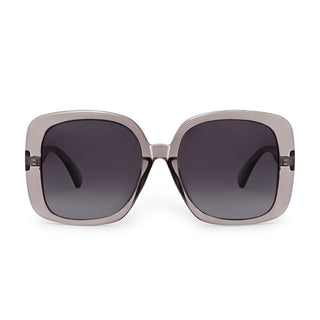 oversized Sunglasses with dark lenses and a light frame on a white background