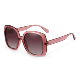 Pink sunglasses with gradient lenses on a white background