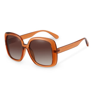 Orange sunglasses with gradient lenses on a white background