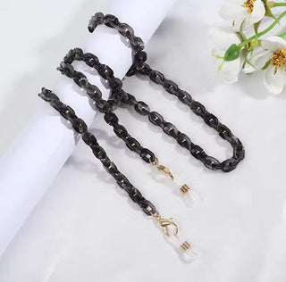 GLASSES CHAIN - Black acetate