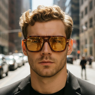 man with tortoiseshell aviator sunglasses