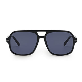 Black sunglasses with dark lenses on a white background