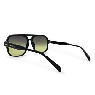 Black sunglasses with gradient lenses on a white background