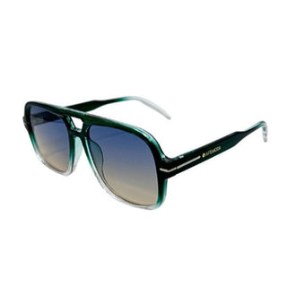 Green sunglasses with a gradient lens on a white background