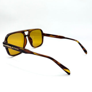 tortoise double bridge aviator with yellow lenses