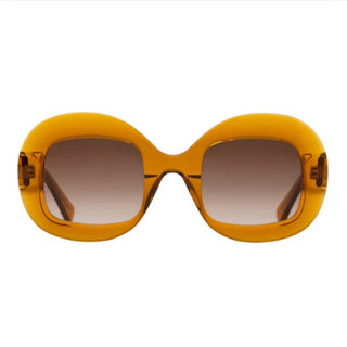 acetate orange sunglasses on white backround