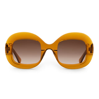 orange sunglasses with gradient lenses on a white background