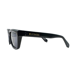 Black sunglasses with 'Artemoda' branding on a white background
