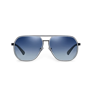 Aviator sunglasses with blue gradient lenses on a white background