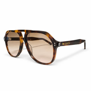 A pair of Artemoda oversized aviator-style sunglasses with a brown and black tortoiseshell frame and gradient brown lenses, shown on a clean white background.