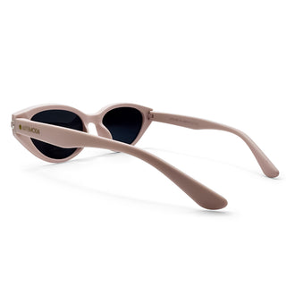 girls pink cat eye sunglasses with black lenses on a white background