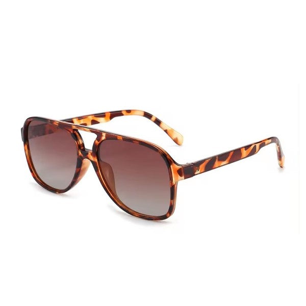 LEON Leopard Polaroid Aviator Sunglasses