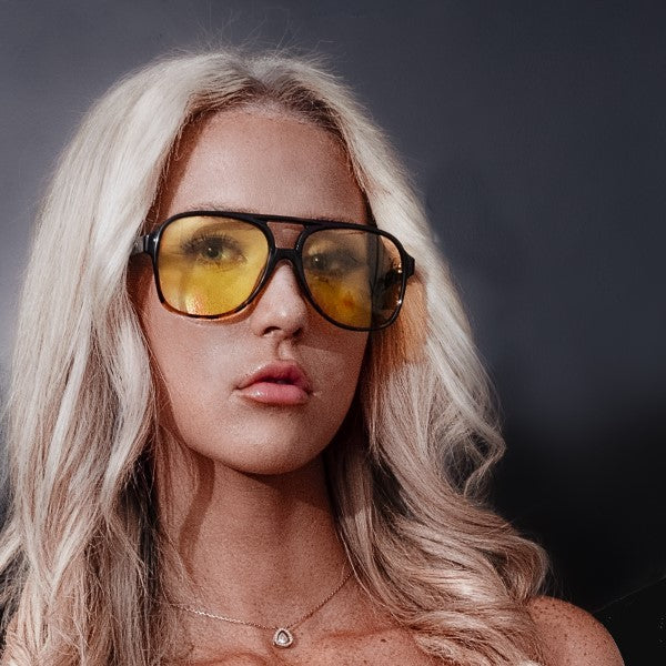 LEON Yellow Polaroid Aviator Sunglasses