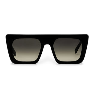 Black sunglasses with gradient lenses on a white background