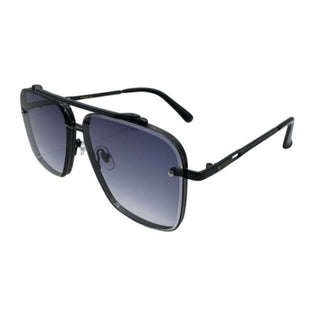 Black sunglasses with gradient lenses on a white background
