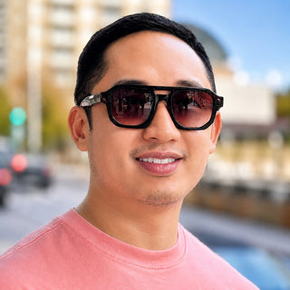 man wearing aviator style sunglasses