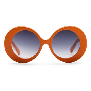 large Orange sunglasses with a white background