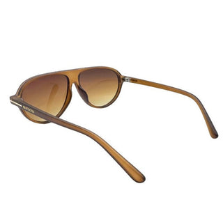 Brown sunglasses with a gradient lens on a white background