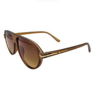 Brown sunglasses with a gradient lens on a white background