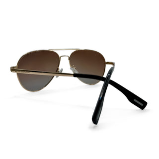 kids Aviator sunglasses with gold frame and black arm on a white background