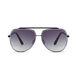 Aviator sunglasses black frames with gradient lenses on a white background
