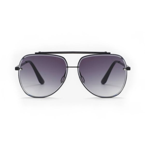 MORRISON Gafas de sol estilo aviador UV400 de metal gris y negro