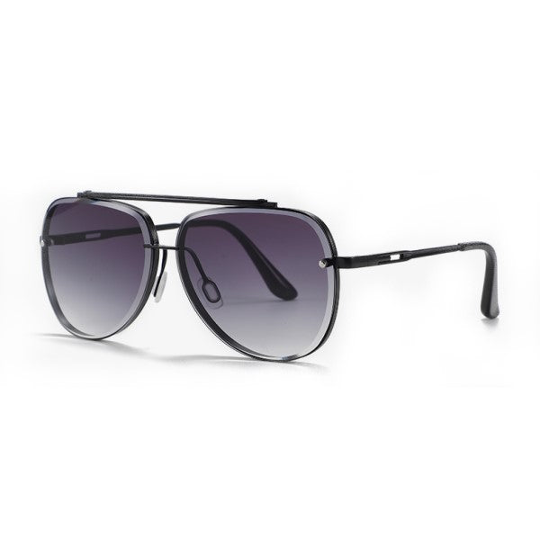 MORRISON Gafas de sol estilo aviador UV400 de metal gris y negro
