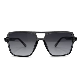 Black sunglasses with a white background