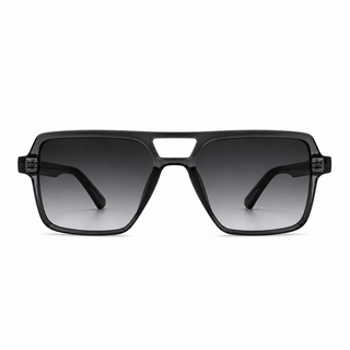 A pair of oversized square aviator-style sunglasses with a thick black frame and dark gradient lenses, shown against a plain white background.