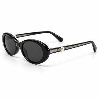 black oval sunglasses with pearl highlight 
