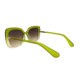 Green sunglasses with a white background